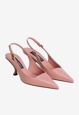 Dolce & Gabbana Lollo 60 Polished Calfskin Slingback Pumps Blush CG1007 AP412 80405