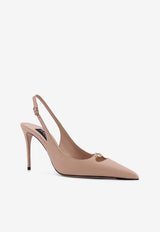Dolce & Gabbana Lollo 90 Nappa Leather Slingback Pumps Beige CG1022 A1953 80095