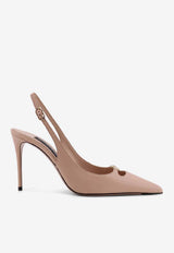 Dolce & Gabbana Lollo 90 Nappa Leather Slingback Pumps Beige CG1022 A1953 80095