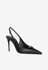 Dolce & Gabbana Lollo 90 Nappa Leather Slingback Pumps Black CG1022 A1953 80999