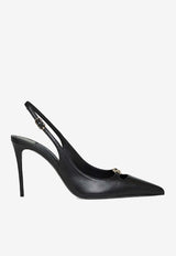 Dolce & Gabbana Lollo 90 Nappa Leather Slingback Pumps Black CG1022 A1953 80999