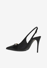 Dolce & Gabbana Lollo 90 Nappa Leather Slingback Pumps Black CG1022 A1953 80999