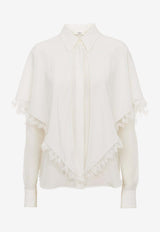 Chloé Cape Overlay Silk Shirt White CH24AHT84004107 Iconic Milk