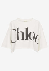 Chloé Faded Logo Cropped Boxy T-shirt White CH24AJH09183101 White