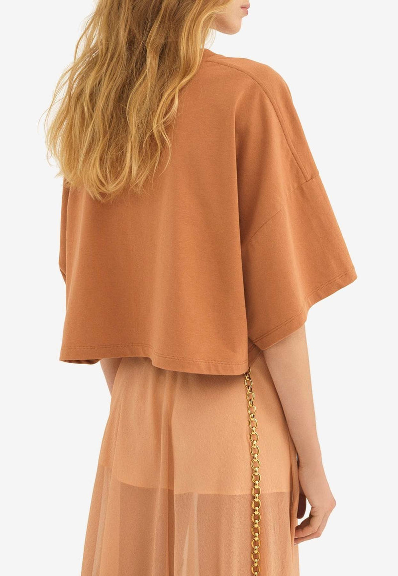 Chloé Faded Logo Cropped Boxy T-shirt Orange CH24AJH09183852 Orange Rust