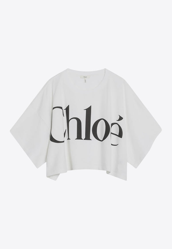 Chloé Maxi Logo Cropped T-shirt White CH24AJH09183/R_CHLOE-101