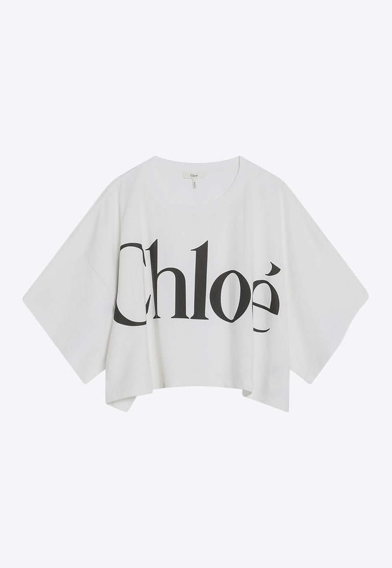 Chloé Maxi Logo Cropped T-shirt White CH24AJH09183/R_CHLOE-101