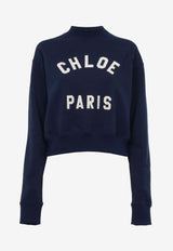 Chloé Mock-Neck Logo Sweatshirt Blue CH24AJH121924C6 Classic Navy