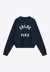 Chloé Logo Patch Cropped Sweatshirt Blue CH24AJH12192/R_CHLOE-4C6