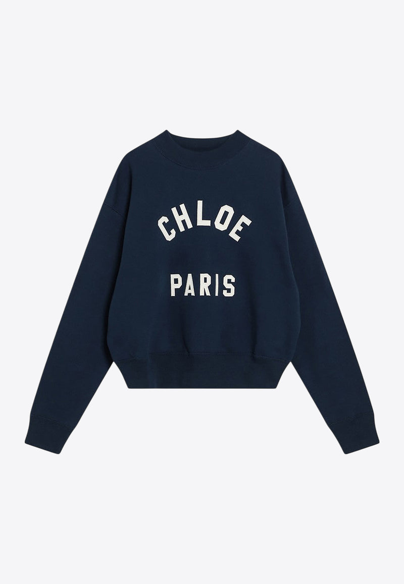 Chloé Logo Patch Cropped Sweatshirt Blue CH24AJH12192/R_CHLOE-4C6
