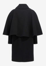 Chloé Wool-Blend Cape Coat Black CH24AMA10071001 Black