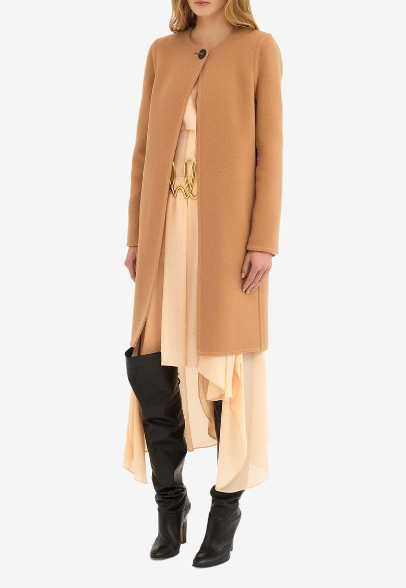 Chloé Wool-Blend Cape Coat Beige CH24AMA10071275 Soft Tan