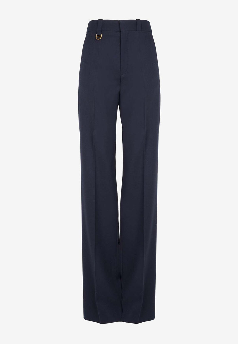 Chloé Straight-Leg Tailored Wool Pants Blue CH24APA2906349Z Eclipse Blue