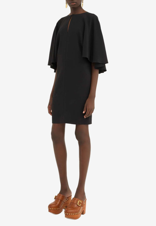 Chloé Crepe Mini Cape Dress Black CH24ARO20033001 Black