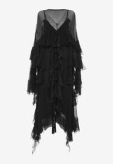 Chloé Semi-Sheer Ruffled Maxi Dress Black CH24ARO50001001 Black