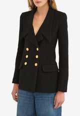 Chloé Double-Breasted Wool Blend Blazer Black CH24AVE22039001 Black