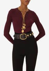 Chloé Henley Superfine Wool Knit T-shirt Burgundy CH24WMP51667 601