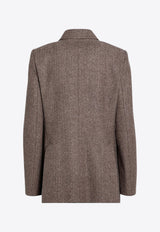 Chloé Herringbone Single-Breasted Wool Coat Brown CH24WVE03190/P_CHLOE-232