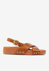 Chloé Mae Calf Leather Slingback Sandals Brown CH25A10AH327T