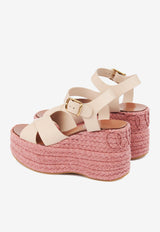 Chloé Isla 105 Calf Leather Wedge Sandals Beige CH25A10OPI24Q