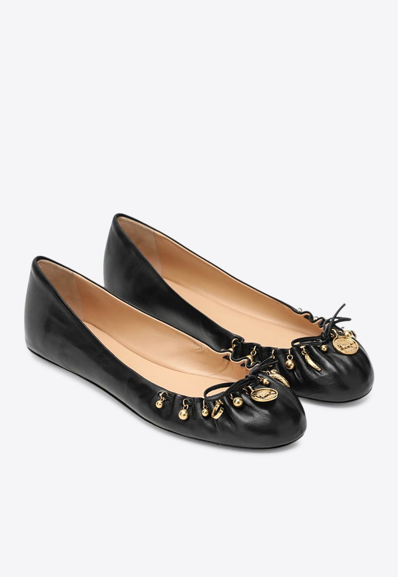Chloé Charms Nappa Leather Ballet Flats Black CH25A11TRI/R_CHLOE-001