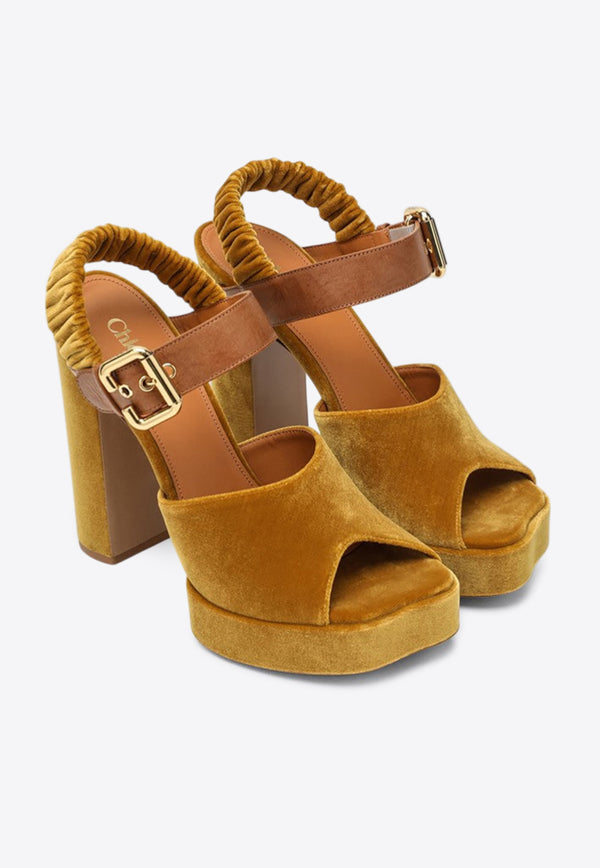 Chloé Aria 125 Velvet Platform Sandals Amber CH25A11XSW/R_CHLOE-744