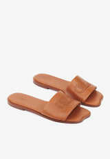 Chloé Soleil Calf Leather Flat Sandals Brown CH25A12LPI27T
