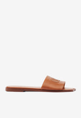 Chloé Soleil Calf Leather Flat Sandals Brown CH25A12LPI27T