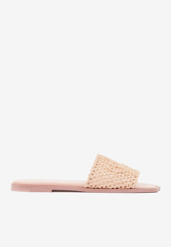 Chloé Soleil Crochet-Effect Flat Sandals Beige CH25A12LRG6K0