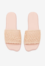 Chloé Soleil Crochet-Effect Flat Sandals Beige CH25A12LRG6K0