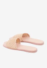 Chloé Soleil Crochet-Effect Flat Sandals Beige CH25A12LRG6K0