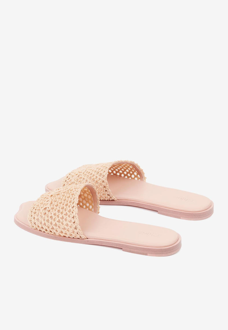 Chloé Soleil Crochet-Effect Flat Sandals Beige CH25A12LRG6K0