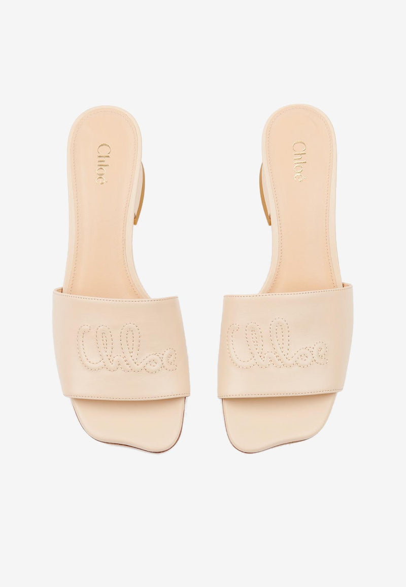 Chloé Soleil 55 Shiny Leather Mules Beige CH25A12MPI24Q