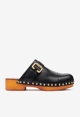 Chloé Jeannette 40 Shiny Leather Clogs Black CH25A12ZLT001