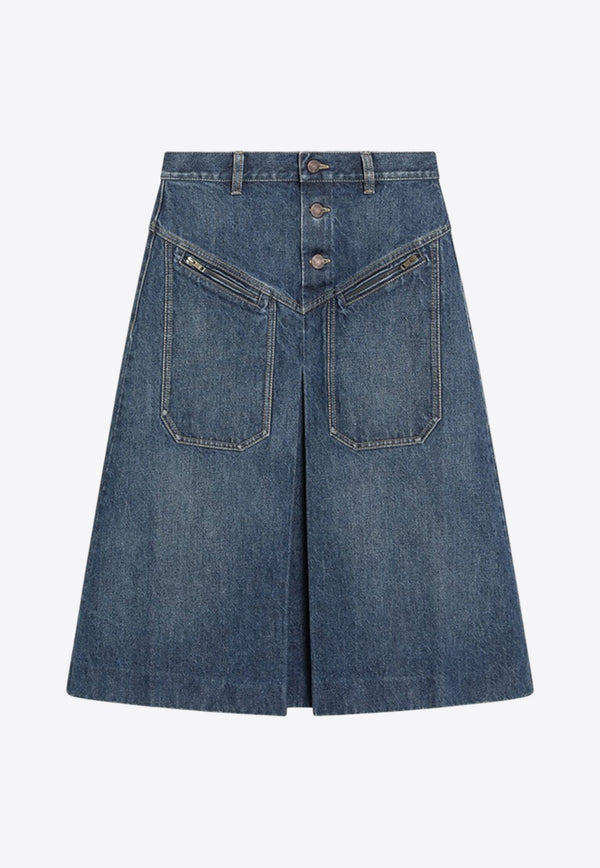 Chloé Washed Denim Midi Skirt Blue CH25ADJ01251/R_CHLOE-427