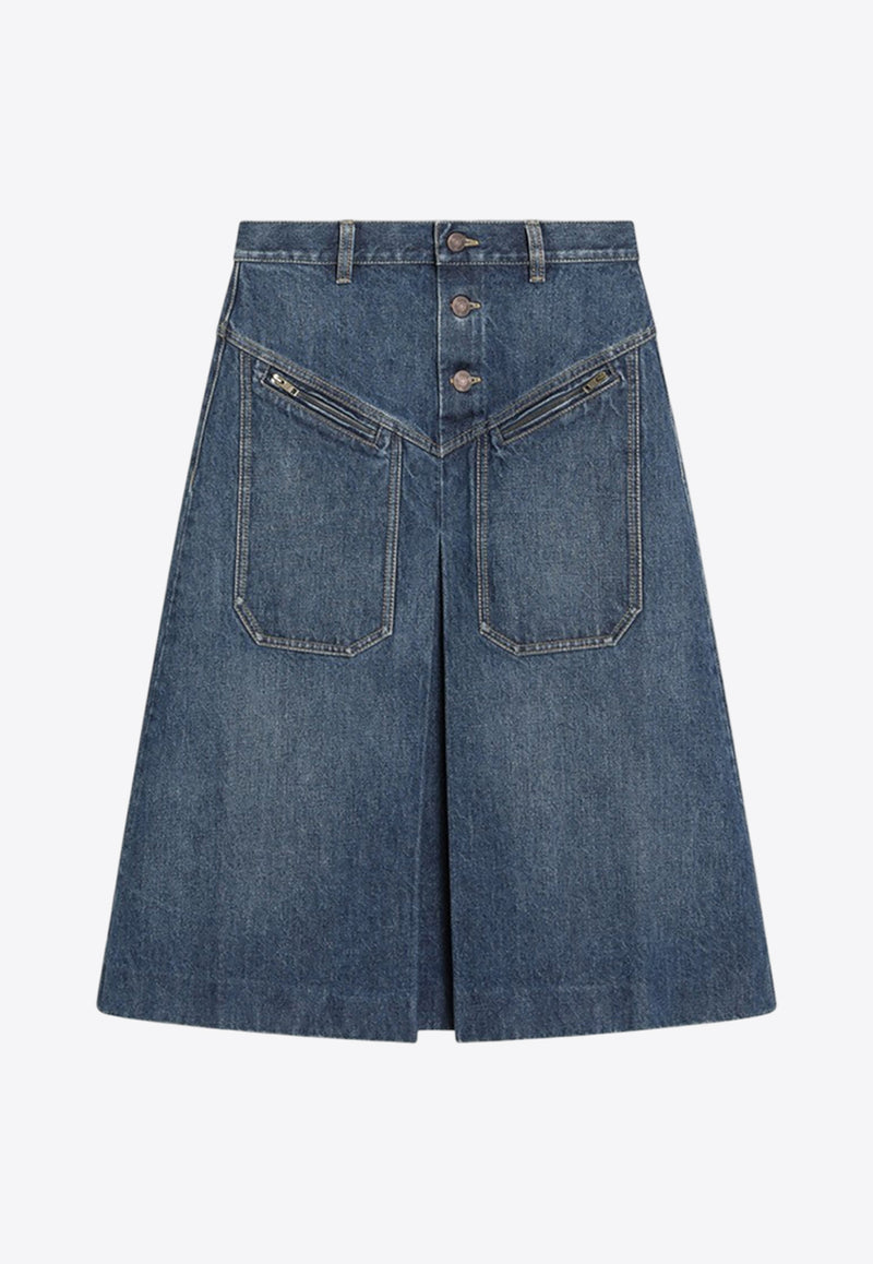 Chloé Washed Denim Midi Skirt Blue CH25ADJ01251/R_CHLOE-427