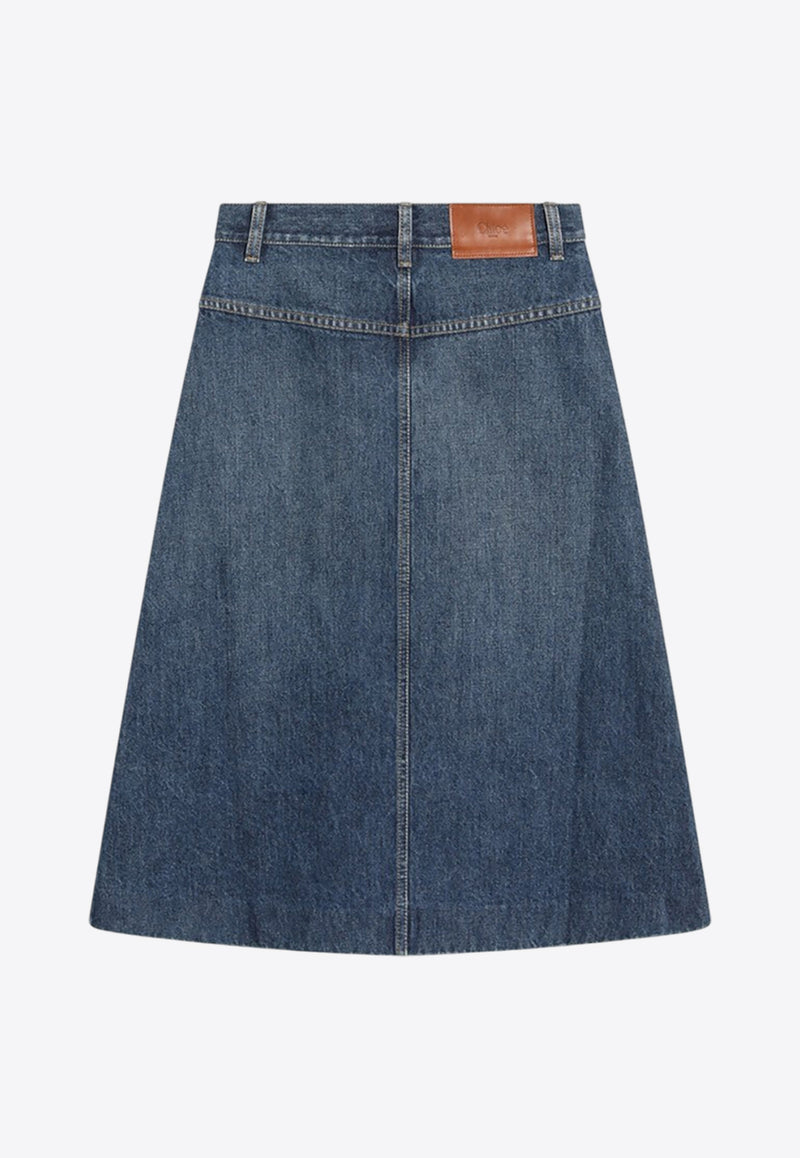 Chloé Washed Denim Midi Skirt Blue CH25ADJ01251/R_CHLOE-427