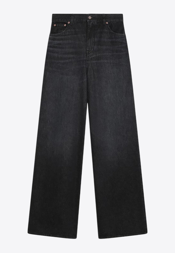 Chloé Logo Patch Washed Flared Jeans Black CH25ADP02156/R_CHLOE-075