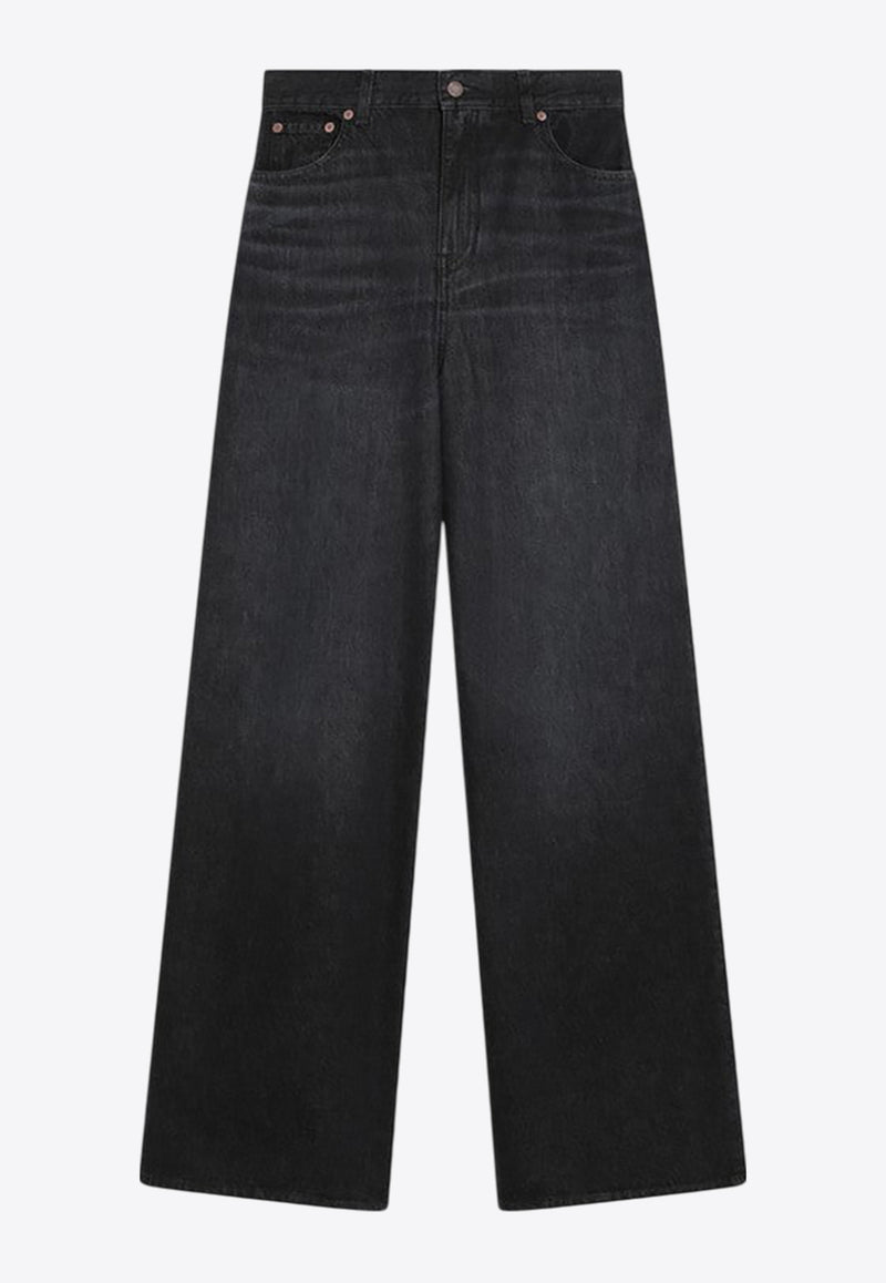 Chloé Logo Patch Washed Flared Jeans Black CH25ADP02156/R_CHLOE-075