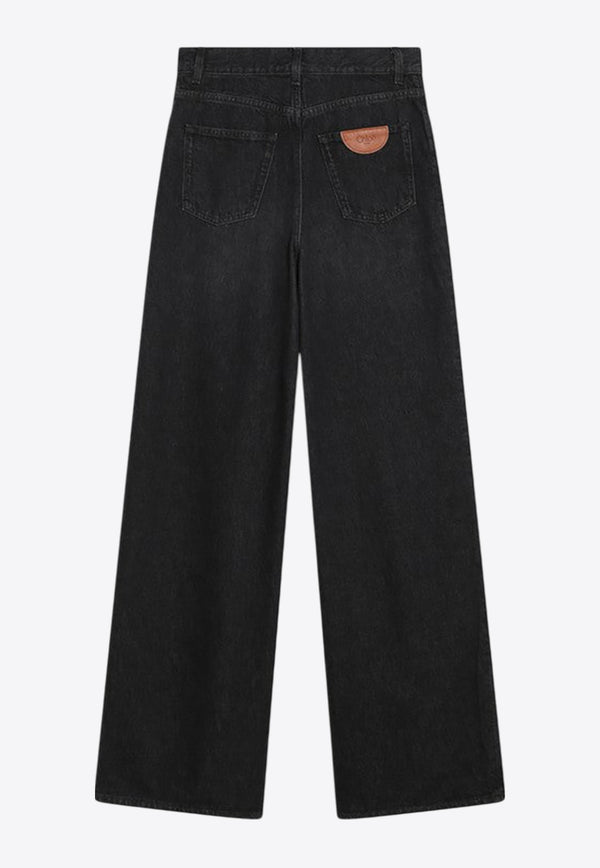 Chloé Logo Patch Washed Flared Jeans Black CH25ADP02156/R_CHLOE-075