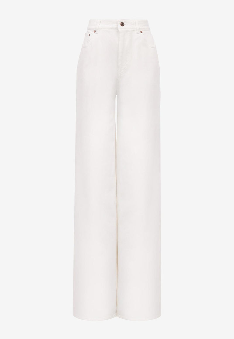 Chloé High-Rise Wide-Leg Jeans White CH25ADP02257101