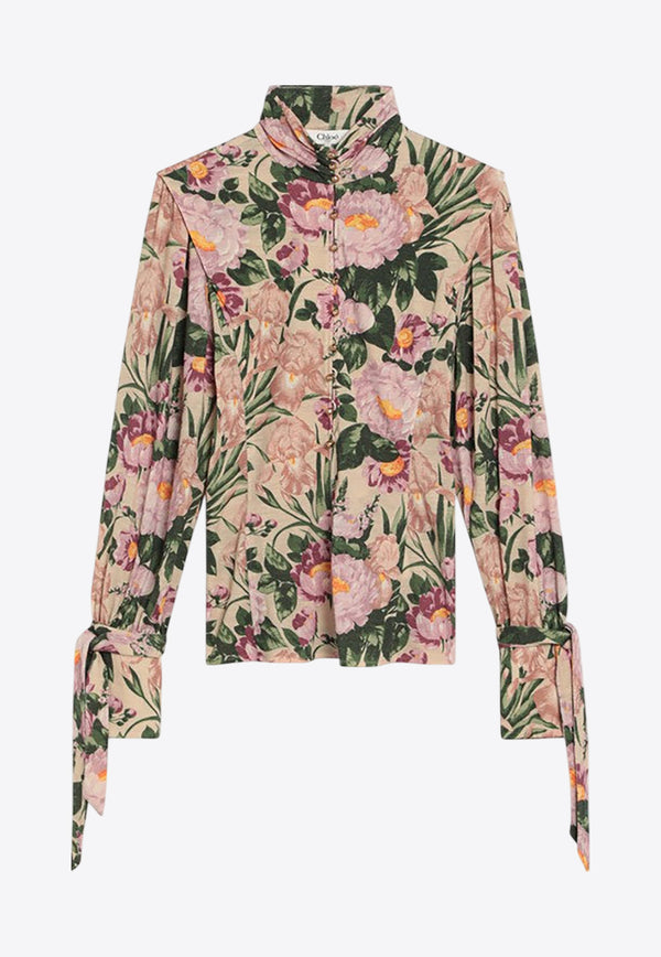 Chloé Floral Print Wool Blouse Multicolor CH25AHT14122/R_CHLOE-293
