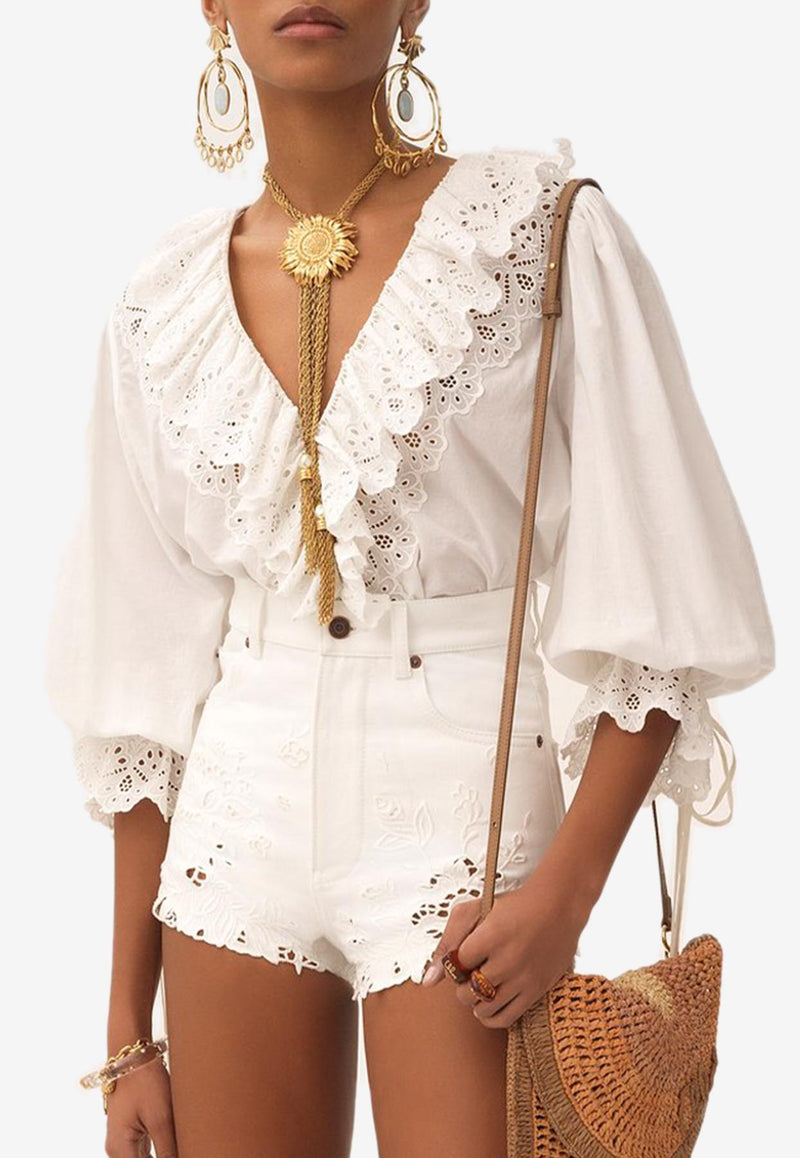 Chloé V-neck Ruffled Top White CH25AHT45699107