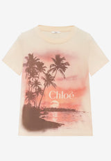 Chloé Sunset and Logo Print T-shirt Yellow CH25AJH0816970G