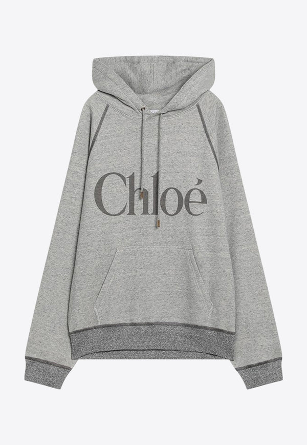 Chloé Logo Print Hooded Sweatshirt Gray CH25AJH10179/R_CHLOE-060