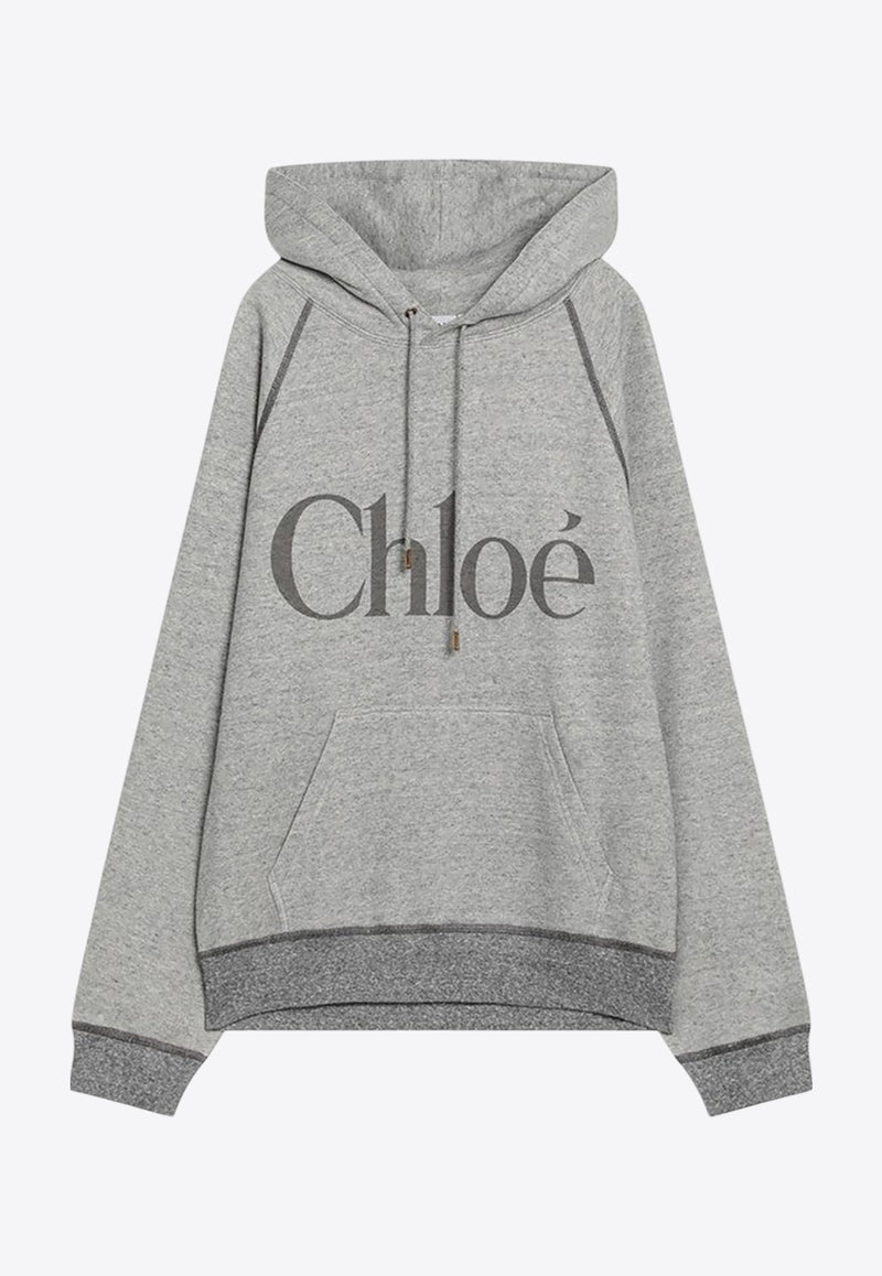 Chloé Logo Print Hooded Sweatshirt Gray CH25AJH10179/R_CHLOE-060