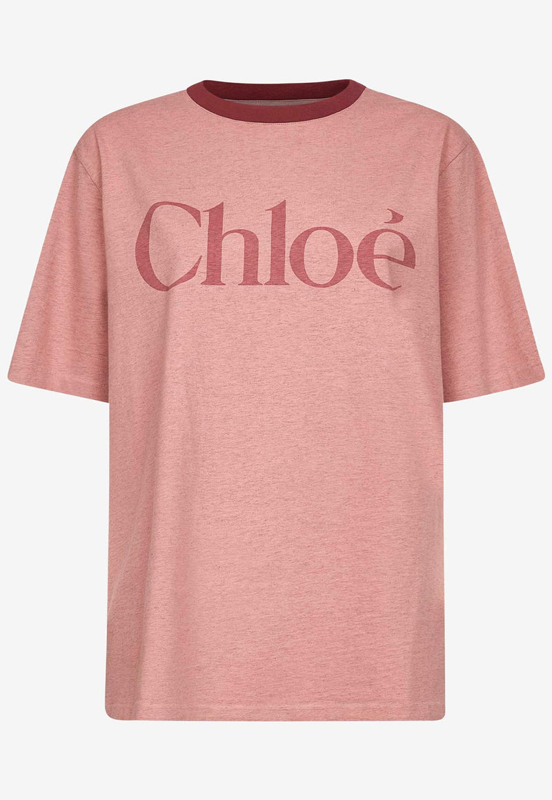 Chloé Maxi Logo T-shirt Pink CH25AJH201736B1