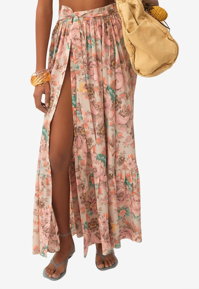 Chloé Gathered Floral Print Maxi Skirt Multicolor CH25AJU0106000B