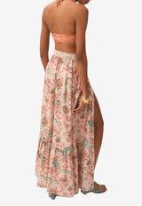 Chloé Gathered Floral Print Maxi Skirt Multicolor CH25AJU0106000B