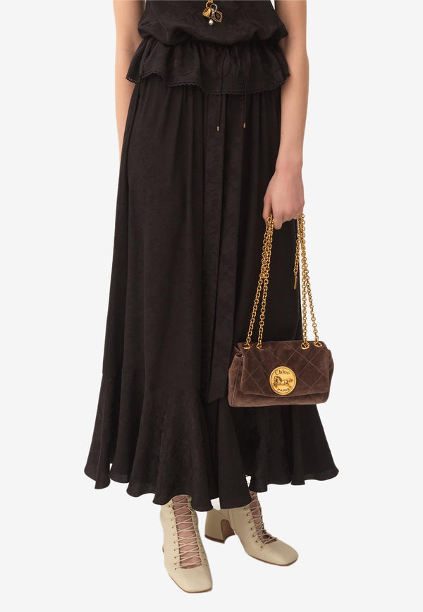 Chloé Floral Jacquard Midi Flared Skirt Black CH25AJU13115001